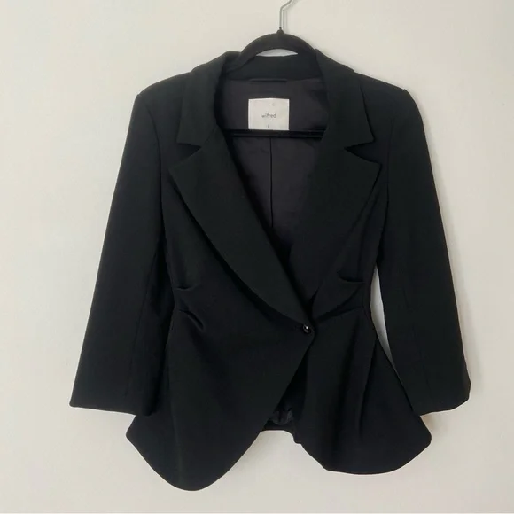 Aritzia Wilfred Selina Blazer Black Peplum Jacket in Stretch Crepe size 0 - Picture 6 of 12